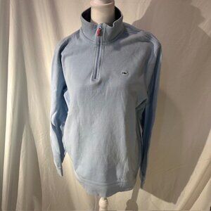 Vineyard Vines Men’s 1/4 Zip Sweatshirt Light Blue Size L Classic Whale Logo